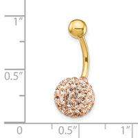 10k W/Champagne Crystal Ball Belly Dangle-10BD123