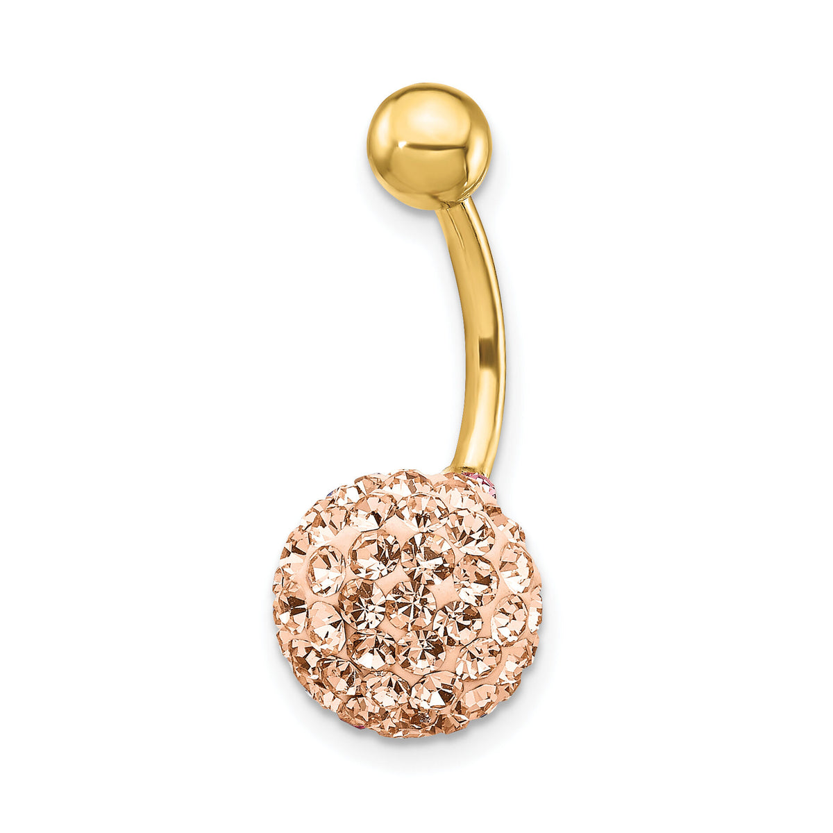 10k W/Champagne Crystal Ball Belly Dangle-10BD123
