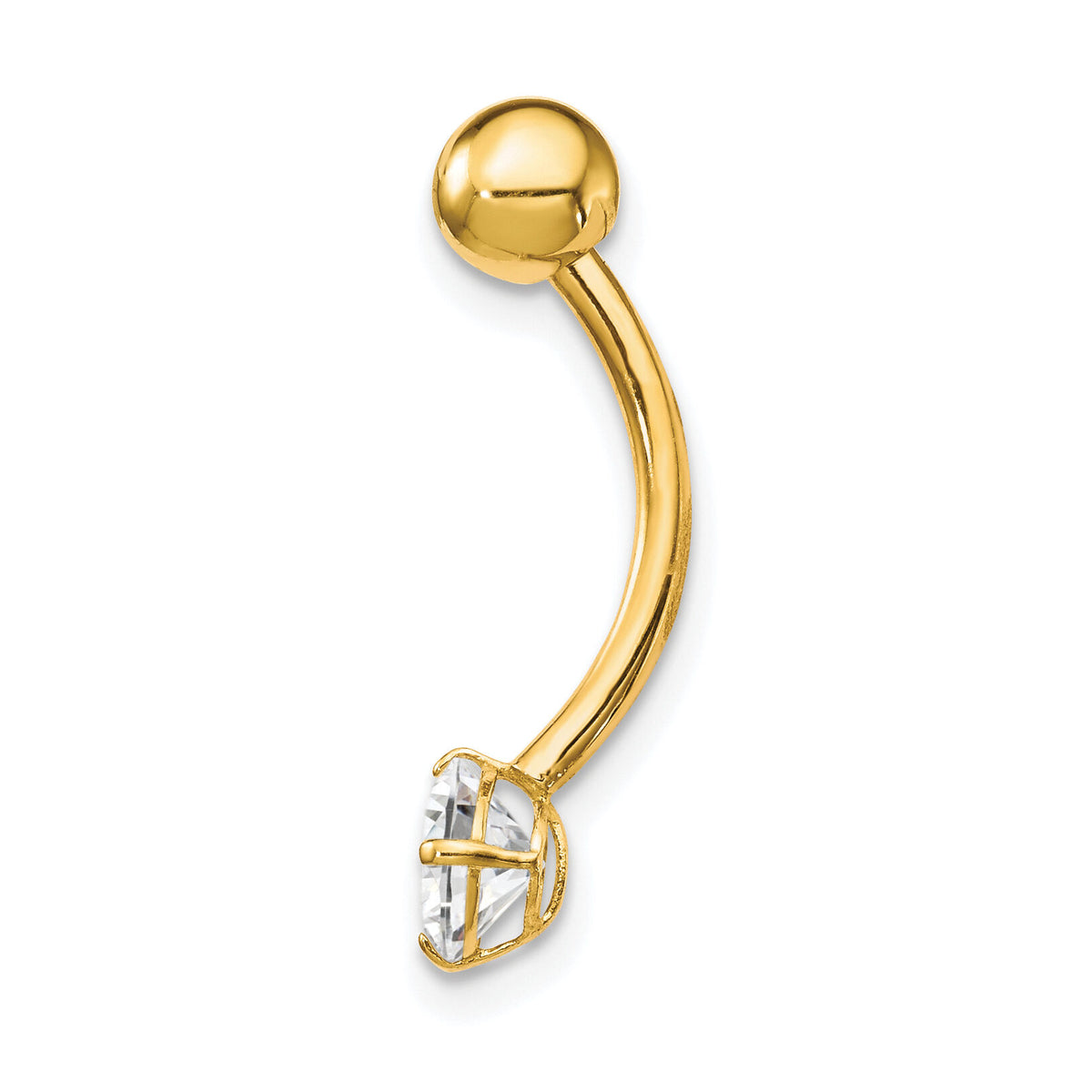 10k W/5mm Round CZ Belly Dangle-10BD125