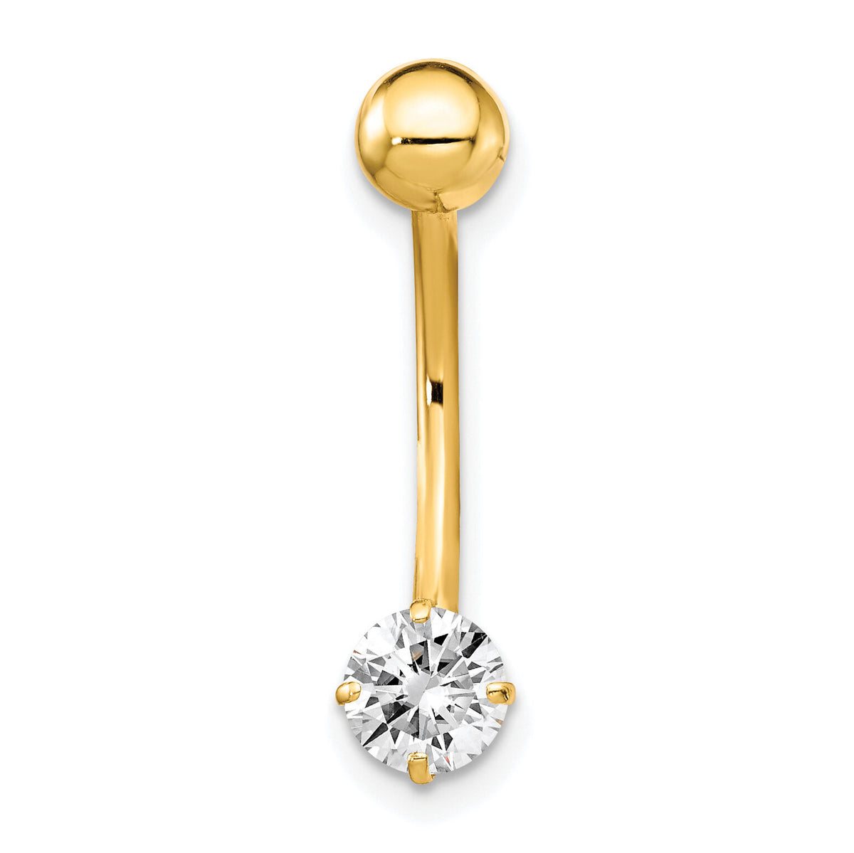 10k W/5mm Round CZ Belly Dangle-10BD125
