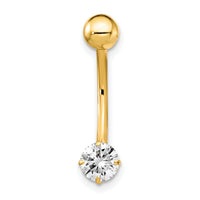 10k W/5mm Round CZ Belly Dangle-10BD125