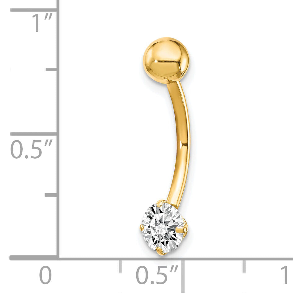 10k W/5mm Round CZ Belly Dangle-10BD125