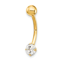 10k W/5mm Round CZ Belly Dangle-10BD125