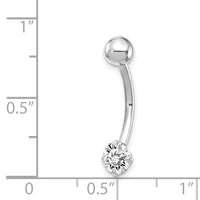 10k White Gold W/5mm Round Cz Belly Dangle-10BD126