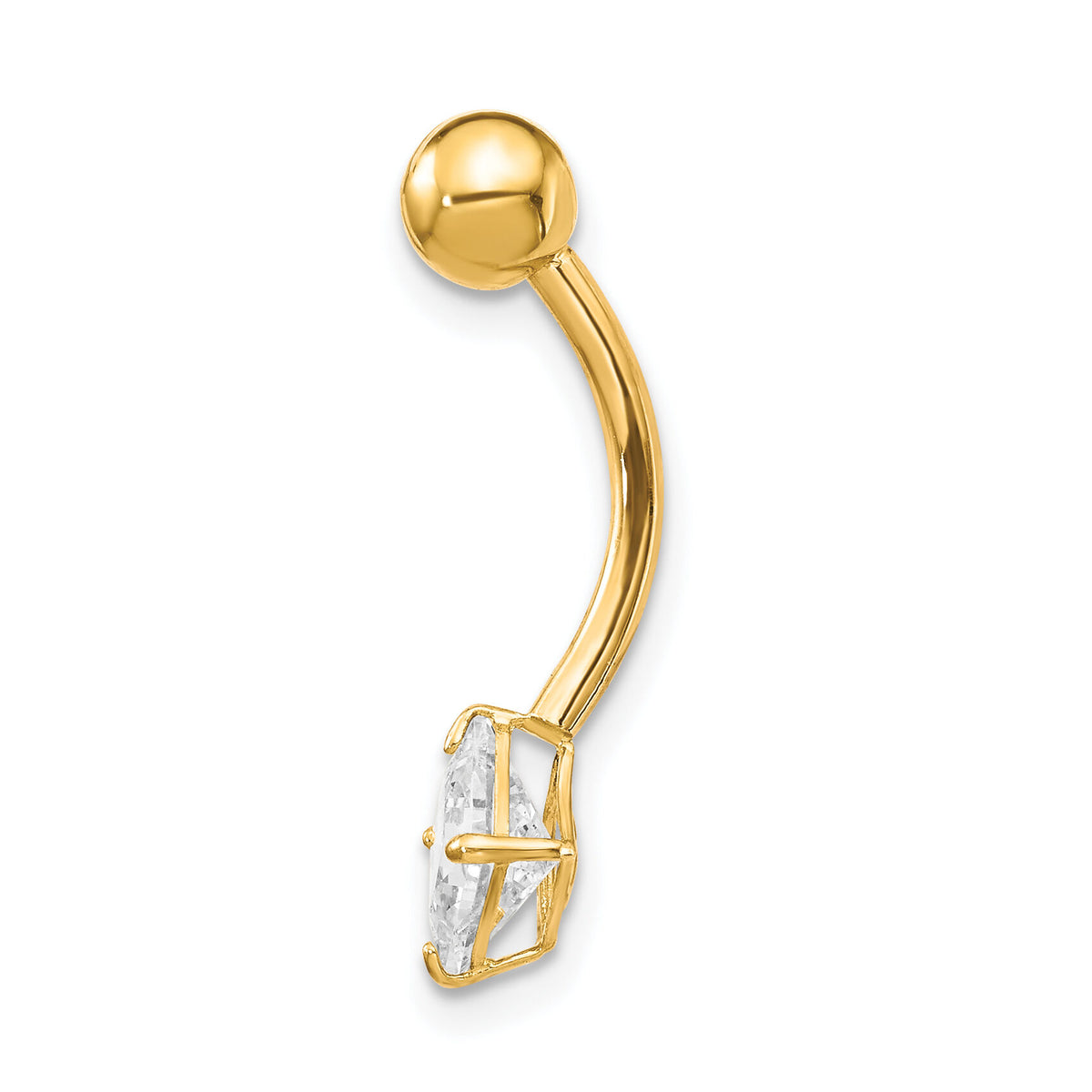10k W/5mm Square Cz Belly Dangle-10BD127
