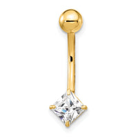 10k W/5mm Square Cz Belly Dangle-10BD127