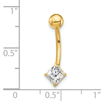 10k W/5mm Square Cz Belly Dangle-10BD127