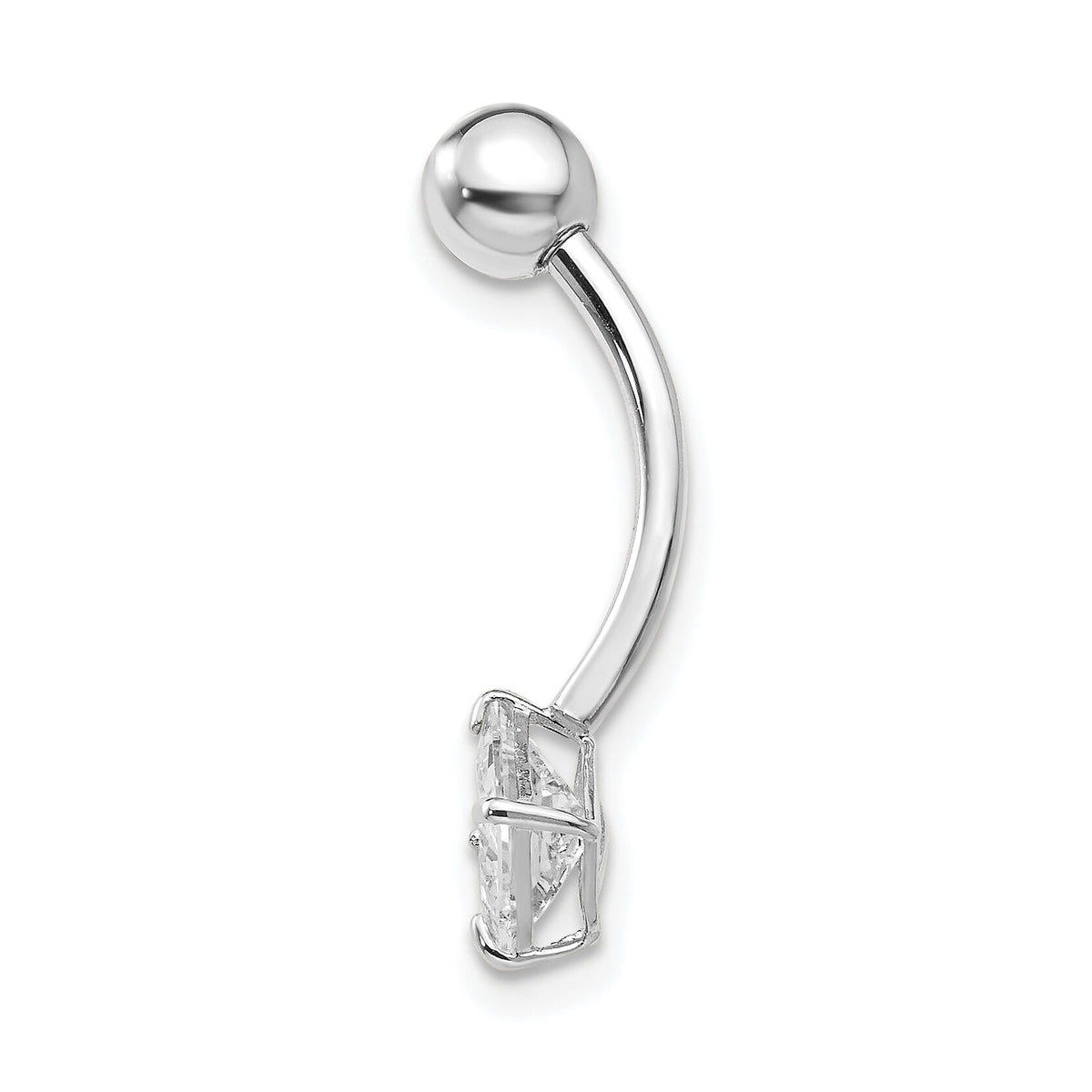10k White Gold W/5mm Square Cz Belly Dangle-10BD128
