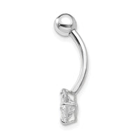 10k White Gold W/5mm Square Cz Belly Dangle-10BD128