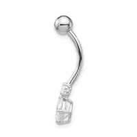 10k White Gold W/3 And 6mm Czs Belly Dangle-10BD130