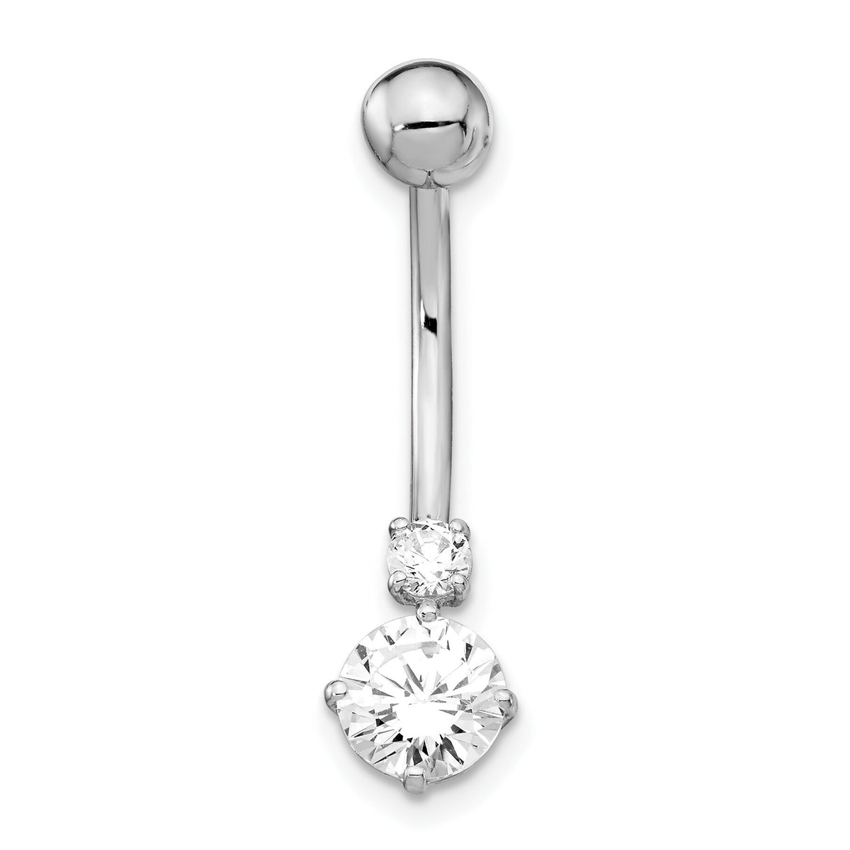 10k White Gold W/3 And 6mm Czs Belly Dangle-10BD130