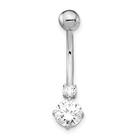 10k White Gold W/3 And 6mm Czs Belly Dangle-10BD130
