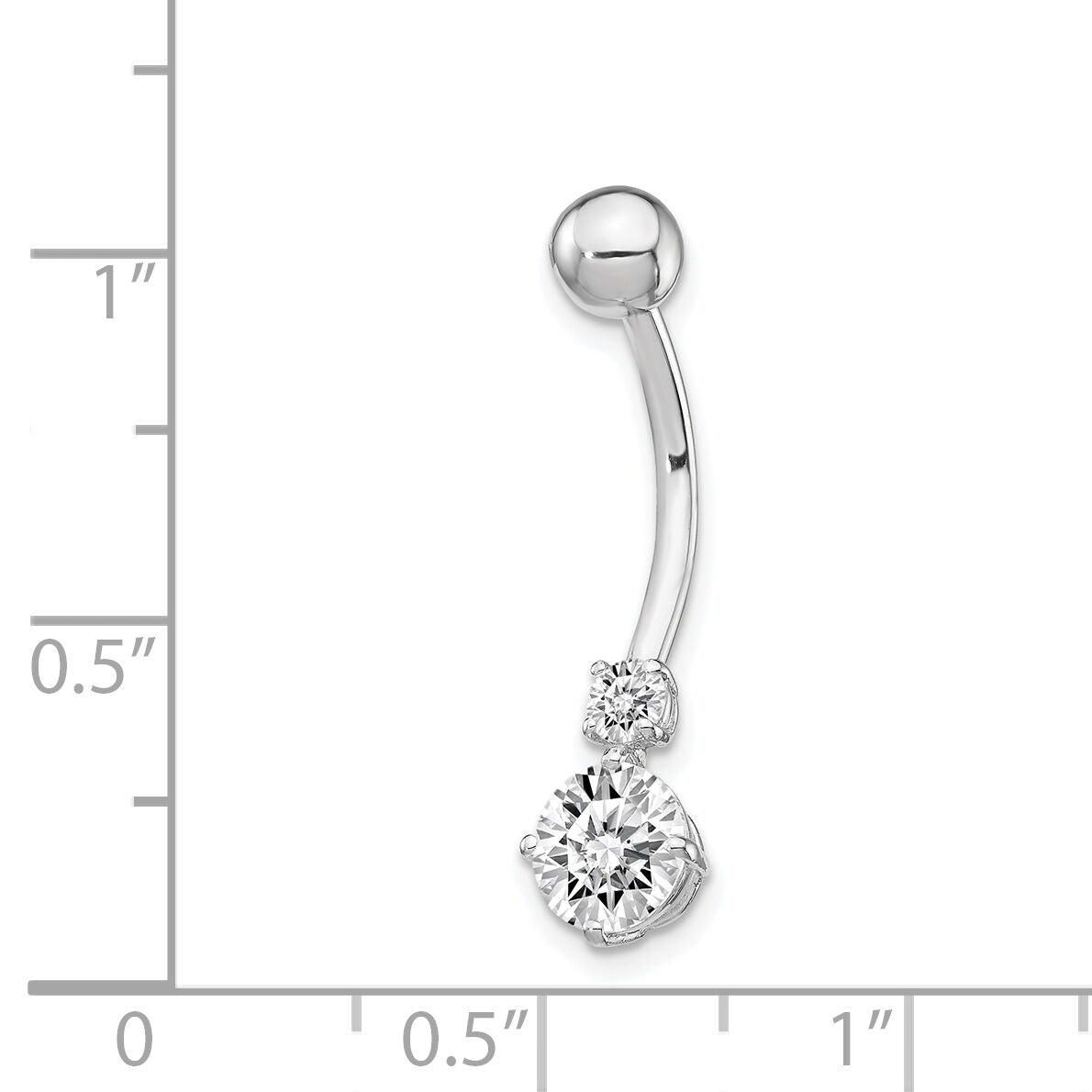10k White Gold W/3 And 6mm Czs Belly Dangle-10BD130