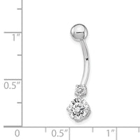 10k White Gold W/3 And 6mm Czs Belly Dangle-10BD130