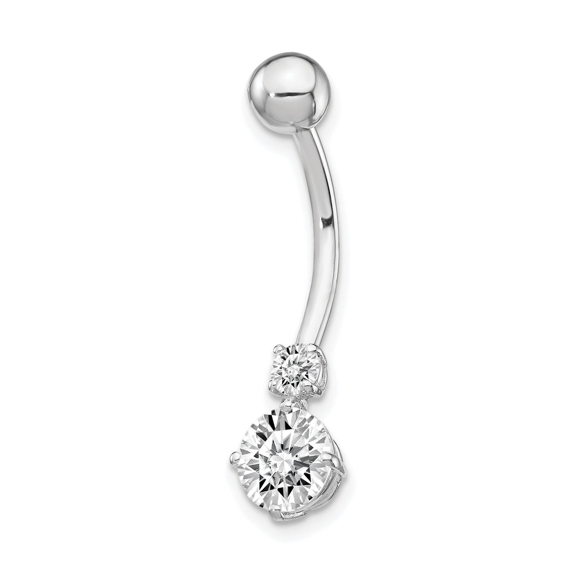 10k White Gold W/3 And 6mm Czs Belly Dangle-10BD130