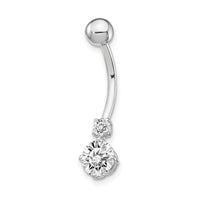 10k White Gold W/3 And 6mm Czs Belly Dangle-10BD130