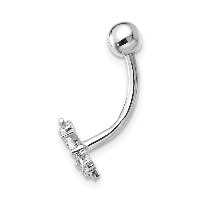 10k White Gold W/Cz Butterfly Belly Dangle-10BD133