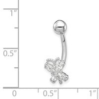 10k White Gold W/Cz Butterfly Belly Dangle-10BD133