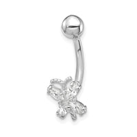 10k White Gold W/Cz Butterfly Belly Dangle-10BD133