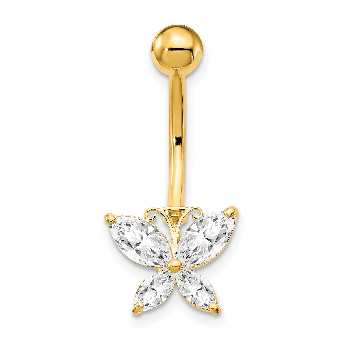 10k W/Large Cz Butterfly Belly Dangle-10BD135