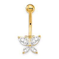 10k W/Large Cz Butterfly Belly Dangle-10BD135