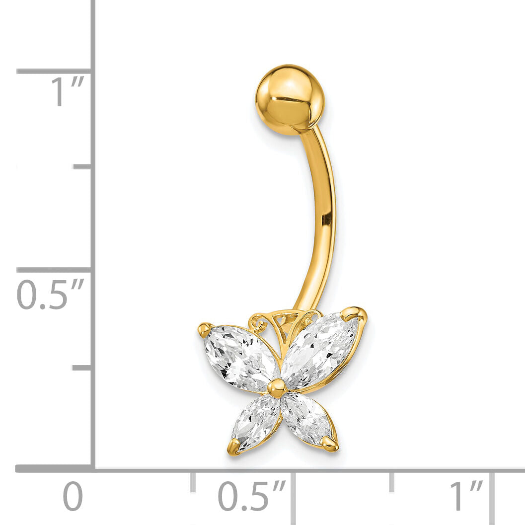 10k W/Large Cz Butterfly Belly Dangle-10BD135