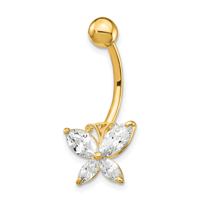 10k W/Large Cz Butterfly Belly Dangle-10BD135
