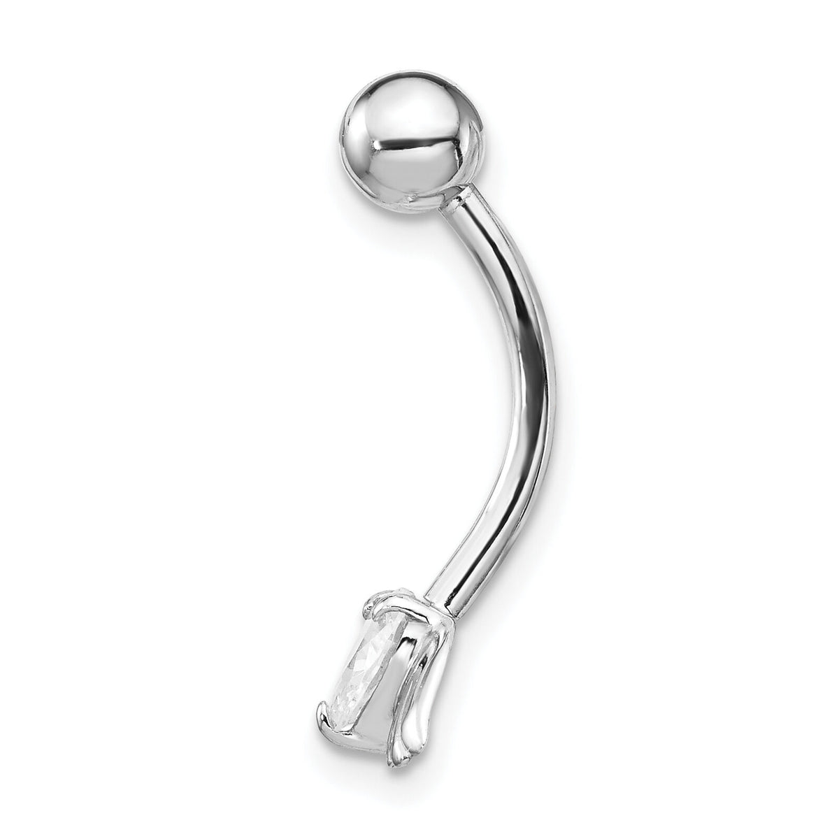 10k White Gold W/Cz Heart/Angel Wings Belly Dangle-10BD138