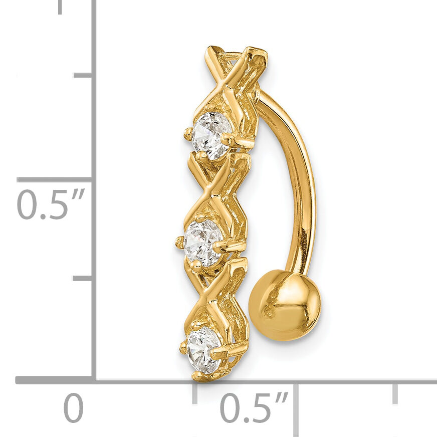 10k W/Cz Xoxo Belly Dangle-10BD140