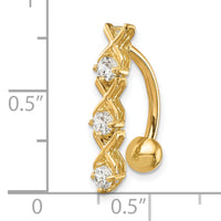 10k W/Cz Xoxo Belly Dangle-10BD140