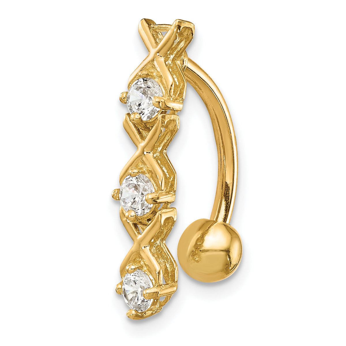 10k W/Cz Xoxo Belly Dangle-10BD140