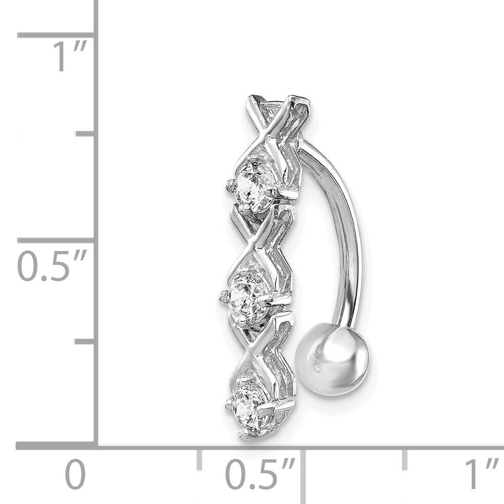 10k White Gold W/Cz Xoxo Belly Dangle-10BD141
