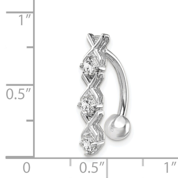 10k White Gold W/Cz Xoxo Belly Dangle-10BD141
