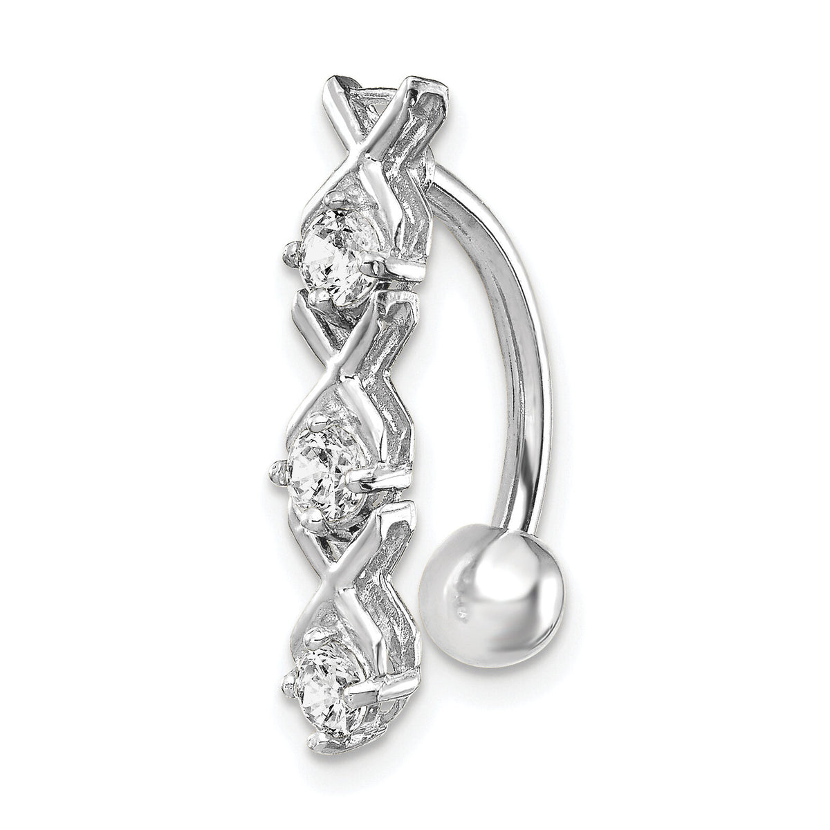 10k White Gold W/Cz Xoxo Belly Dangle-10BD141