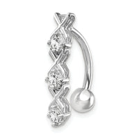 10k White Gold W/Cz Xoxo Belly Dangle-10BD141