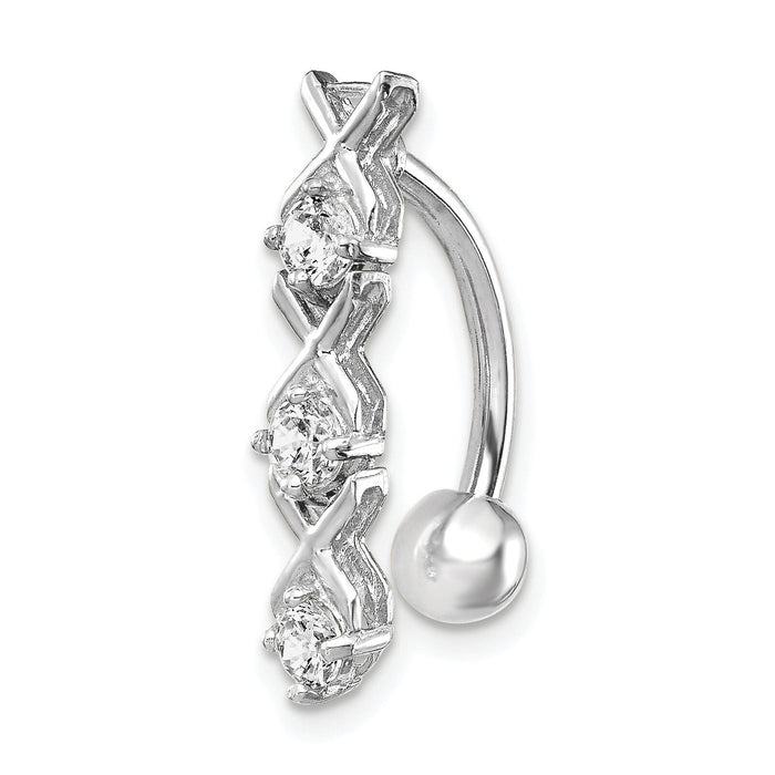 10k White Gold W/Cz Xoxo Belly Dangle-10BD141