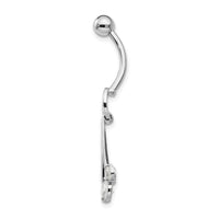 10k White Gold W/Dangly Czs Belly Dangle-10BD144