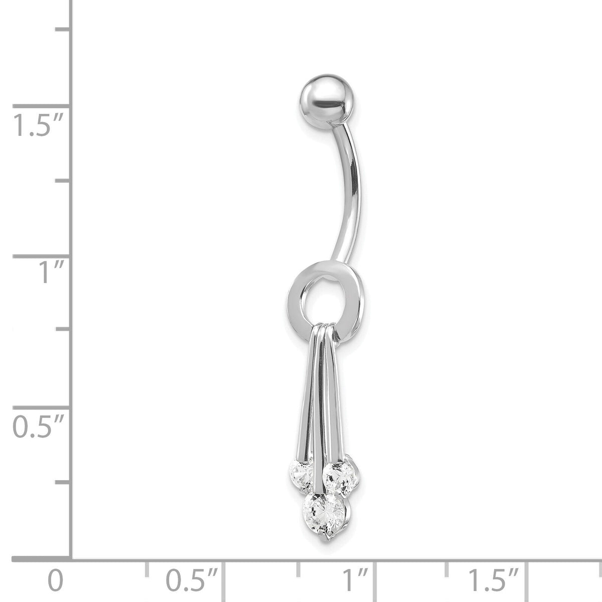 10k White Gold W/Dangly Czs Belly Dangle-10BD144