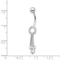 10k White Gold W/Dangly Czs Belly Dangle-10BD144