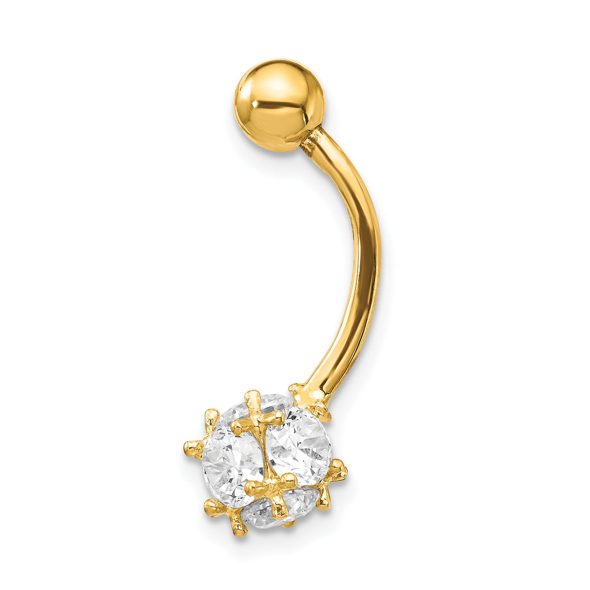 10k 7mm CZ Ball Belly Dangle-10BD150