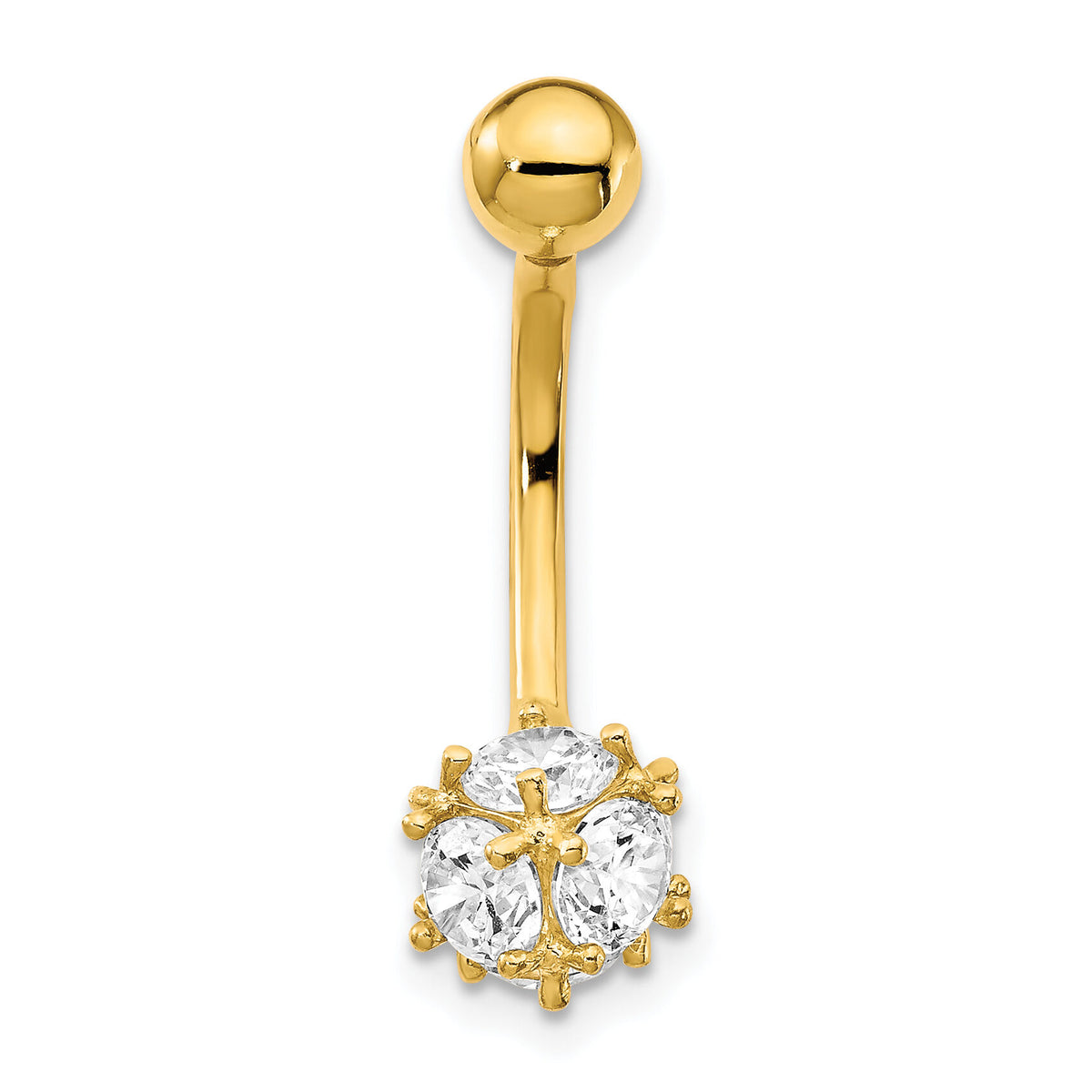10k 7mm CZ Ball Belly Dangle-10BD150