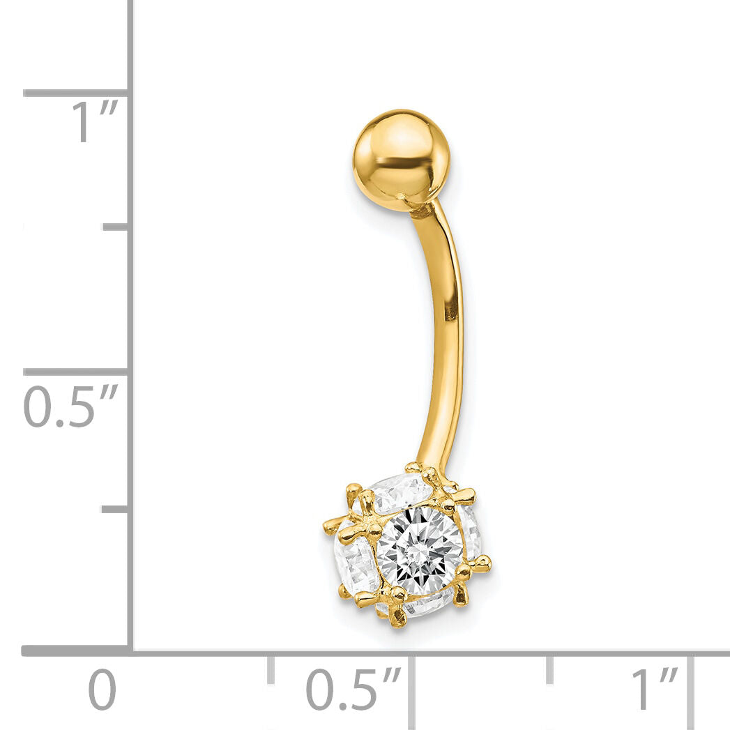 10k 7mm CZ Ball Belly Dangle-10BD150