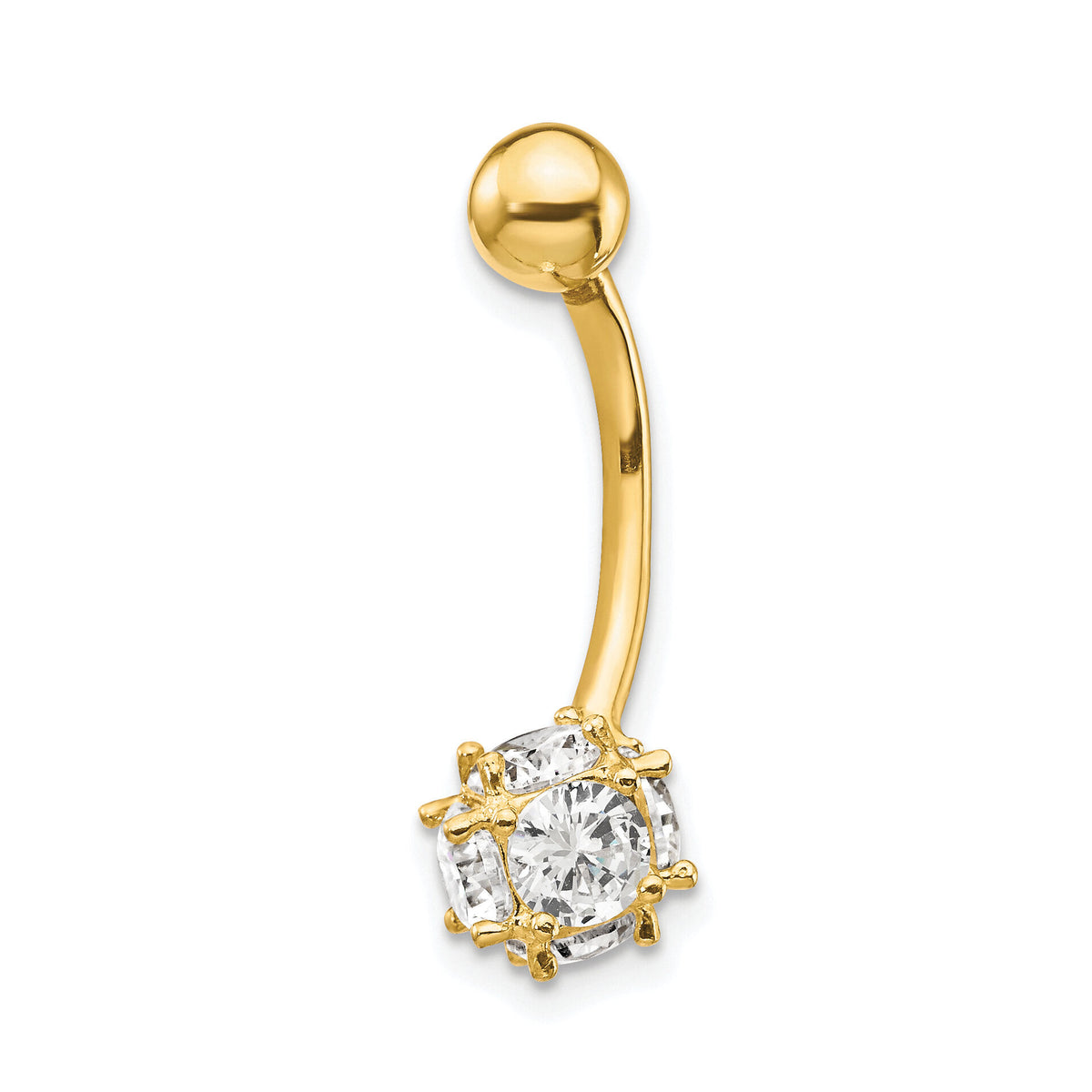 10k 7mm CZ Ball Belly Dangle-10BD150