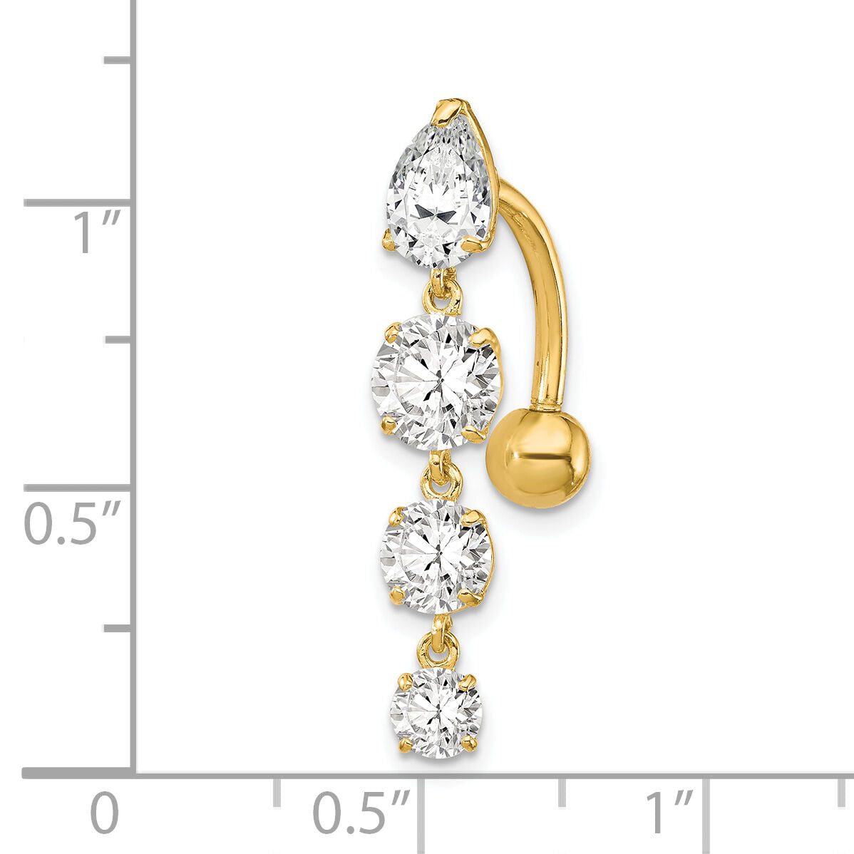 10k Tops Down W/4 Dangle Czs Belly Dangle-10BD152