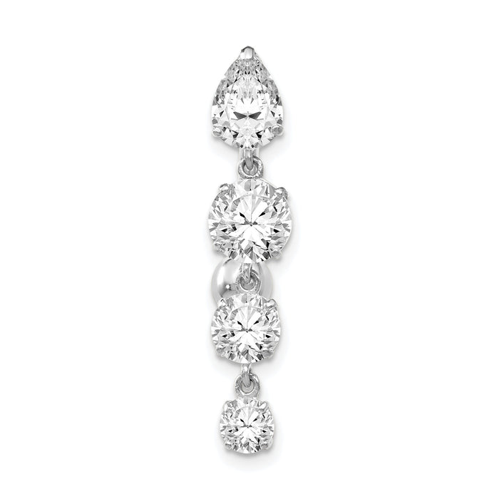 10k White Gold Tops Down W/4 Dangle Czs Belly Dangle-10BD153