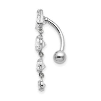 10k White Gold Tops Down W/4 Dangle Czs Belly Dangle-10BD153