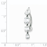 10k White Gold Tops Down W/4 Dangle Czs Belly Dangle-10BD153