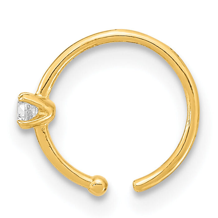 10K 20 Gauge CZ Hoop Nose Ring Body Jewelry-10BD202
