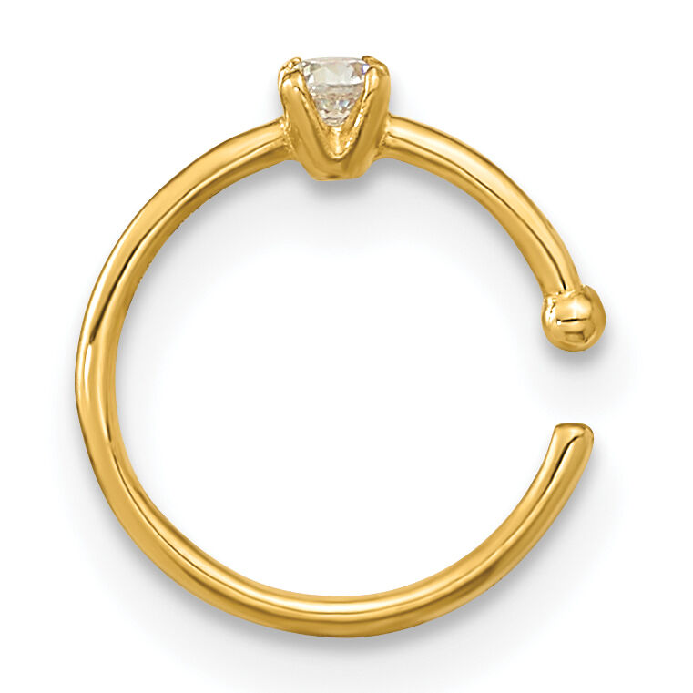 10K 20 Gauge CZ Hoop Nose Ring Body Jewelry-10BD202