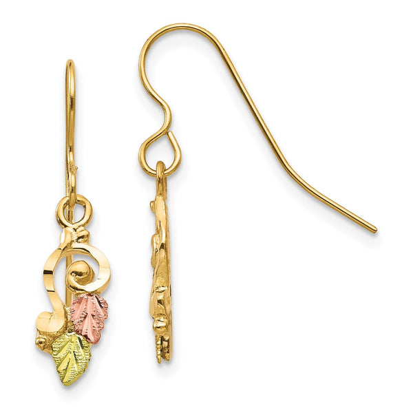10k Tri-color Black Hills Gold Shepherd Hook Earrings-10BH634